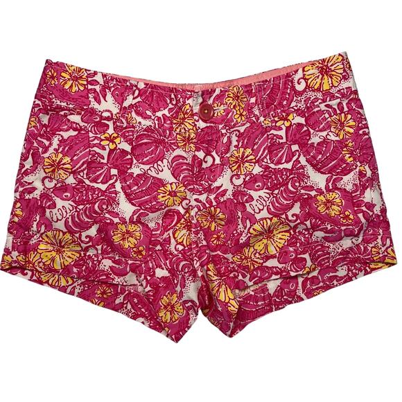 Lilly Pulitzer Chum Bucket Shorts SIZE 0 WAIST 29 Red Pink Floral RUNS LARGE - Picture 2 of 10